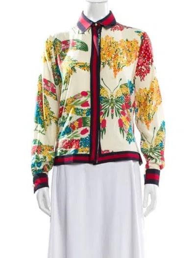 Pre-owned Gucci 2017 Silk Blouse In Neutral