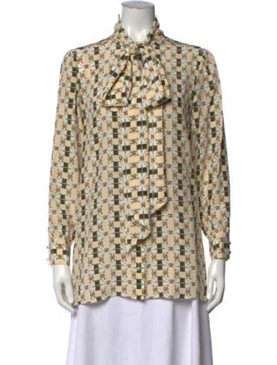 Pre-owned Gucci 2017 Silk Blouse In Neutral