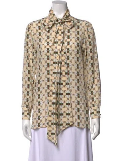 Pre-owned Gucci 2017 Silk Blouse In Neutrals