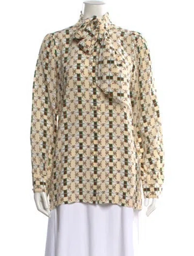 Pre-owned Gucci 2017 Silk Blouse In Neutrals