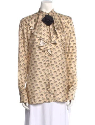 Pre-owned Gucci 2017 Silk Blouse W/ Tags In Neutral