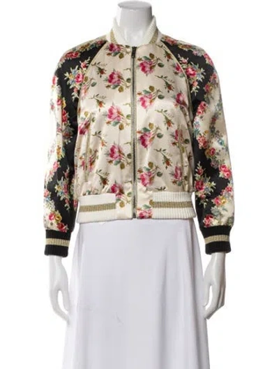 Pre-owned Gucci 2017 Silk Bomber Jacket In Neutral