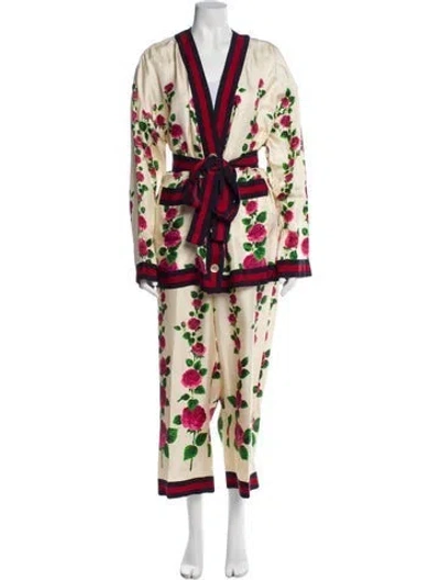 Pre-owned Gucci 2017 Silk Pajamas In Neutrals