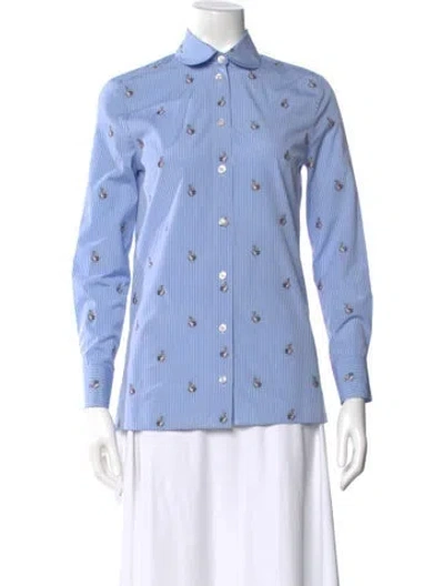 Pre-owned Gucci 2017 Striped Blouse In Blue