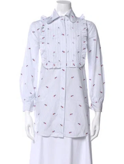 Pre-owned Gucci 2017 Striped Blouse In Blue/white