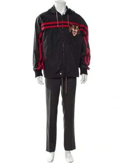 Pre-owned Gucci 2017 Sylvie Web Accent Windbreaker W/ Tags In Black