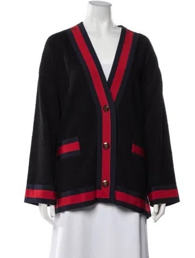 Pre-owned Gucci 2017 V-neck Sweater In Black/red