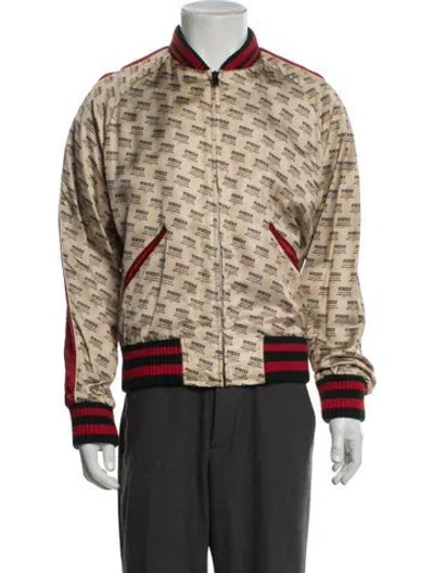 Pre-owned Gucci 2017 Web Accent Bomber Jacket In Neutrals
