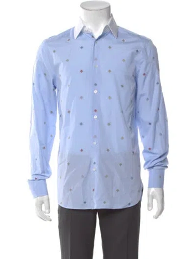 Pre-owned Gucci 2018 Bee Accent Shirt In Blue