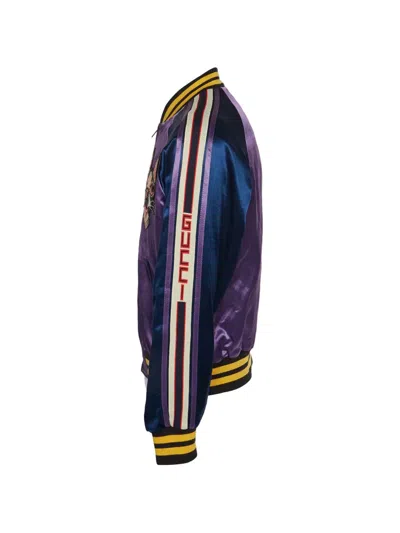 Pre-owned Gucci 2018 Bosco & Orso Embroidered Bomber Jacket In Purple