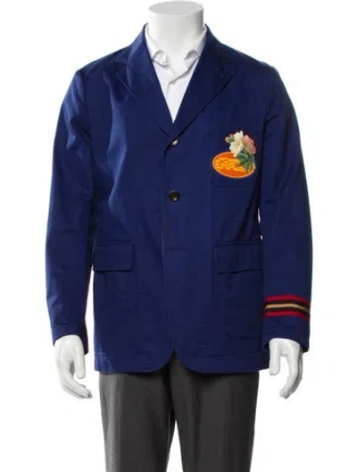 Pre-owned Gucci 2018 Embroidered Accent Blazer In Blue