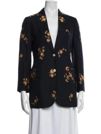 Pre-owned Gucci 2018 Floral Print Blazer In Blue