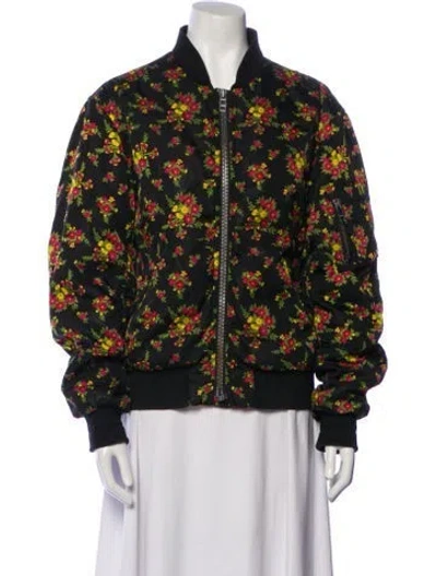 Pre-owned Gucci 2018 Floral Print Bomber Jacket In Black