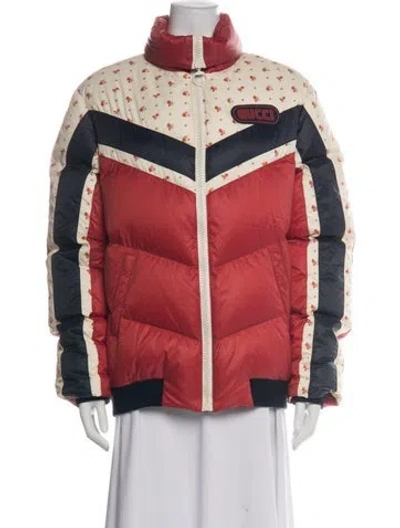 Pre-owned Gucci 2018 Floral Print Down Jacket In Red