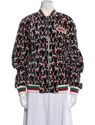 Pre-owned Gucci 2018 Graphic Print Bomber Jacket In Black