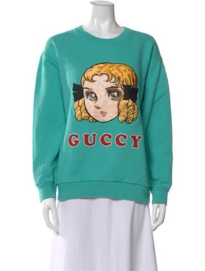 Pre-owned Gucci 2018 Graphic Print Sweatshirt In Green