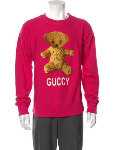Pre-owned Gucci 2018 Guccy Teddy Bear Sweatshirt In Pink