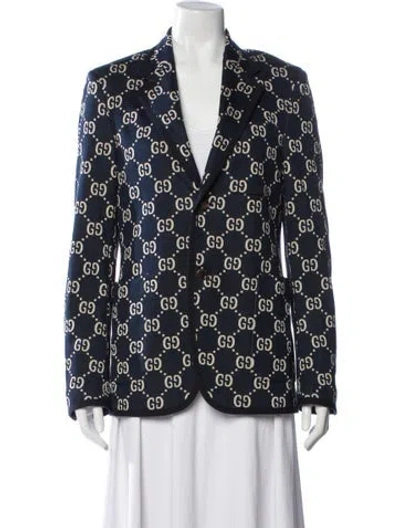 Pre-owned Gucci 2018 Jacquard Blazer In Blue