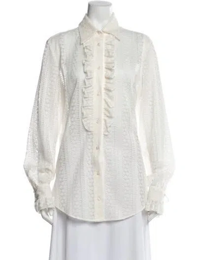 Pre-owned Gucci 2018 Lace Pattern Blouse W/ Tags In White
