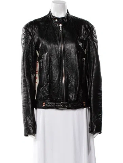 Pre-owned Gucci 2018 Lamb Leather Moto Jacket In Black
