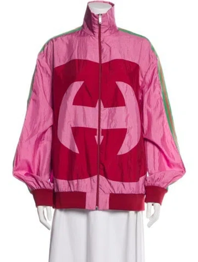 Pre-owned Gucci 2018 Nylon Bomber Jacket In Pink