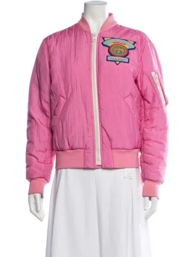 Pre-owned Gucci 2018 Nylon Bomber Jacket In Pink