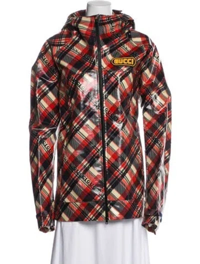 Pre-owned Gucci 2018 Plaid Print Jacket In Red