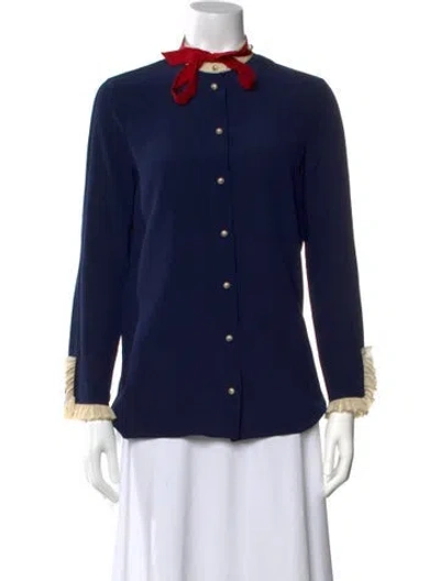 Pre-owned Gucci 2018 Silk Blouse In Blue