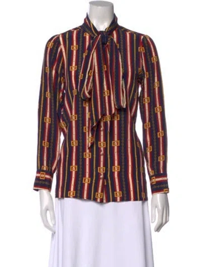Pre-owned Gucci 2018 Silk Blouse In Blue