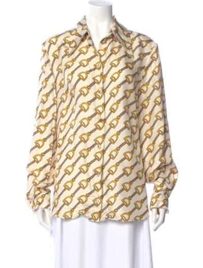 Pre-owned Gucci 2018 Silk Blouse In Neutral