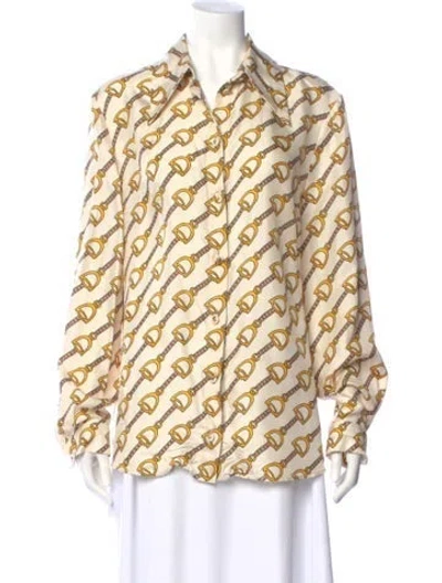 Pre-owned Gucci 2018 Silk Blouse In Neutrals