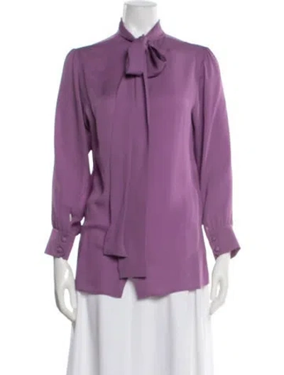 Pre-owned Gucci 2018 Silk Blouse In Purple