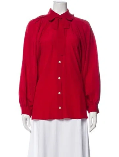 Pre-owned Gucci 2018 Silk Blouse In Red
