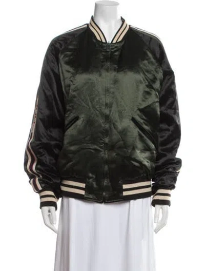Pre-owned Gucci 2018 Striped Bomber Jacket In Green