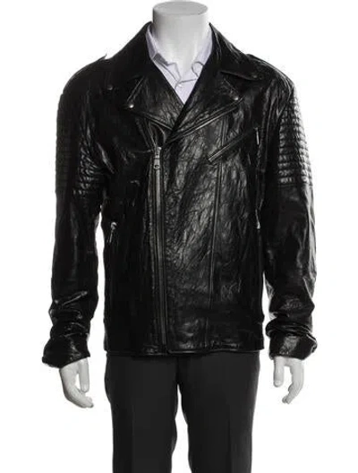 Pre-owned Gucci 2018 Sylvie Web Accent Moto Jacket In Black