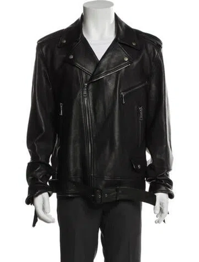 Pre-owned Gucci 2018 Tiger Head Accent Moto Jacket In Black