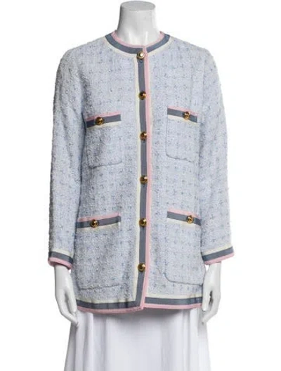 Pre-owned Gucci 2018 Tweed Pattern Evening Jacket In Blue