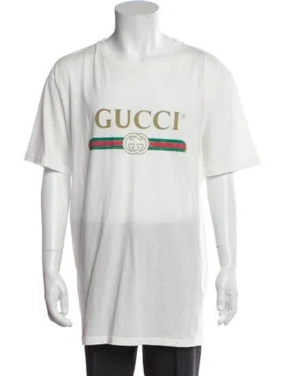 Pre-owned Gucci 2018 Web Accent T-shirt In White