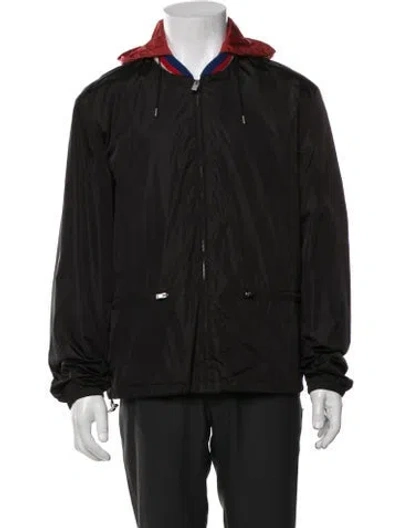 Pre-owned Gucci 2018 Web Accent Windbreaker In Black