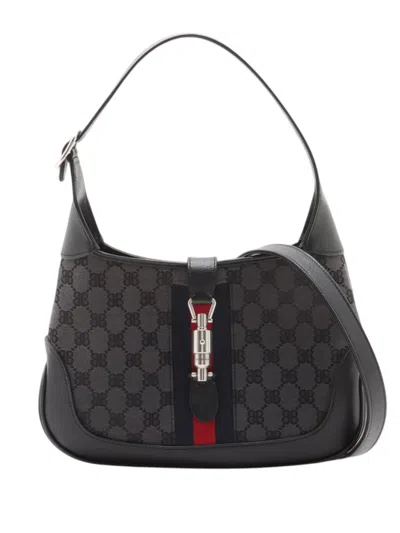 Pre-owned Gucci 2018-2026 Balenciaga The Hacker Project Small Gg Canvas Web Jackie 1961 Crossbody Bag In Black