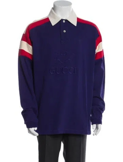 Pre-owned Gucci 2019 Colorblock Pattern Polo Shirt In Purple