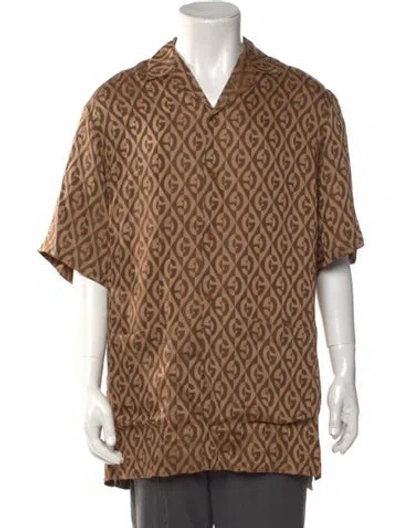 Pre-owned Gucci 2019 Gg Logo Shirt In Brown
