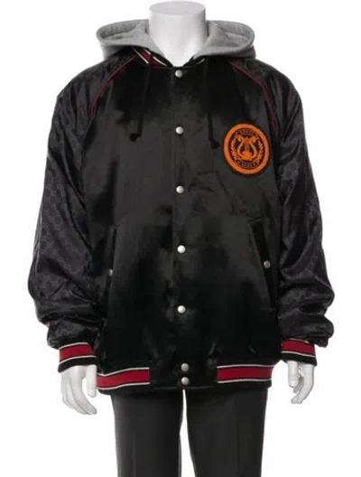 Pre-owned Gucci 2019 Gg Nylon Bomber Jacket In Black