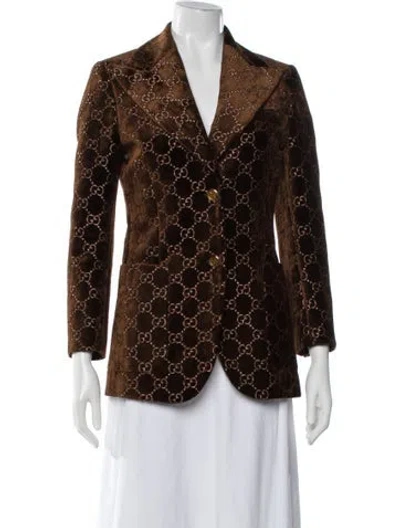 Pre-owned Gucci 2019 Graphic Print Blazer In Brown