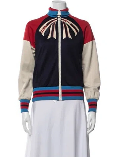 Pre-owned Gucci 2019 Graphic Print Bomber Jacket In Blue