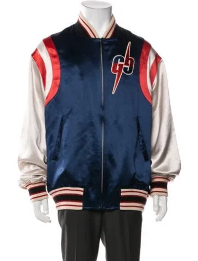Pre-owned Gucci 2019 Graphic Print Bomber Jacket In Blue