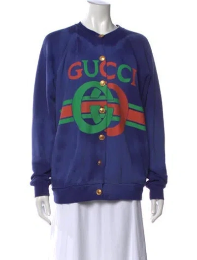 Pre-owned Gucci 2019 Graphic Print Sweater In Blue