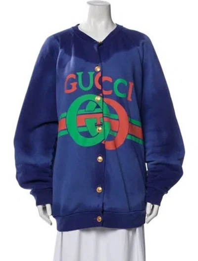 Pre-owned Gucci 2019 Graphic Print Sweatshirt In Blue
