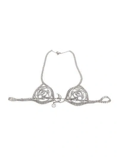 Pre-owned Gucci 2019 Halterneck Sports Bra In Silver