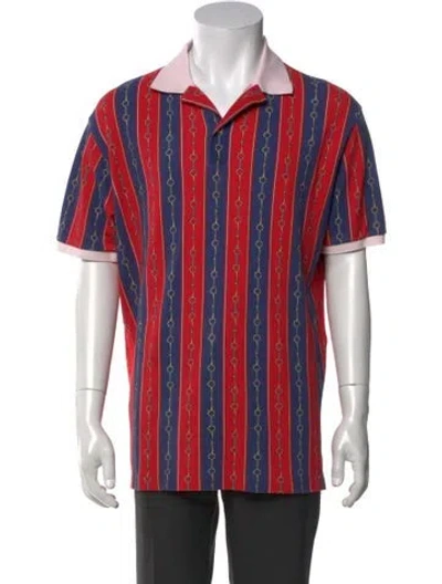 Pre-owned Gucci 2019 Horsebit Accent Polo Shirt In Red